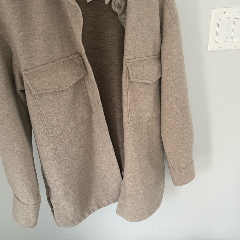 H&M beige oversized shacket